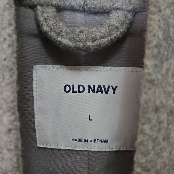 Old Navy Brushed Knit Long Line Coat Size Large Gray Wool Blend Classic Winter - Picture 5 of 10